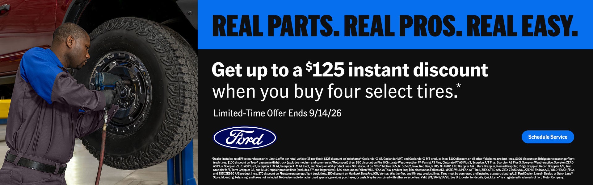 Get up to a $125 instant discount when you buy four select tires.*